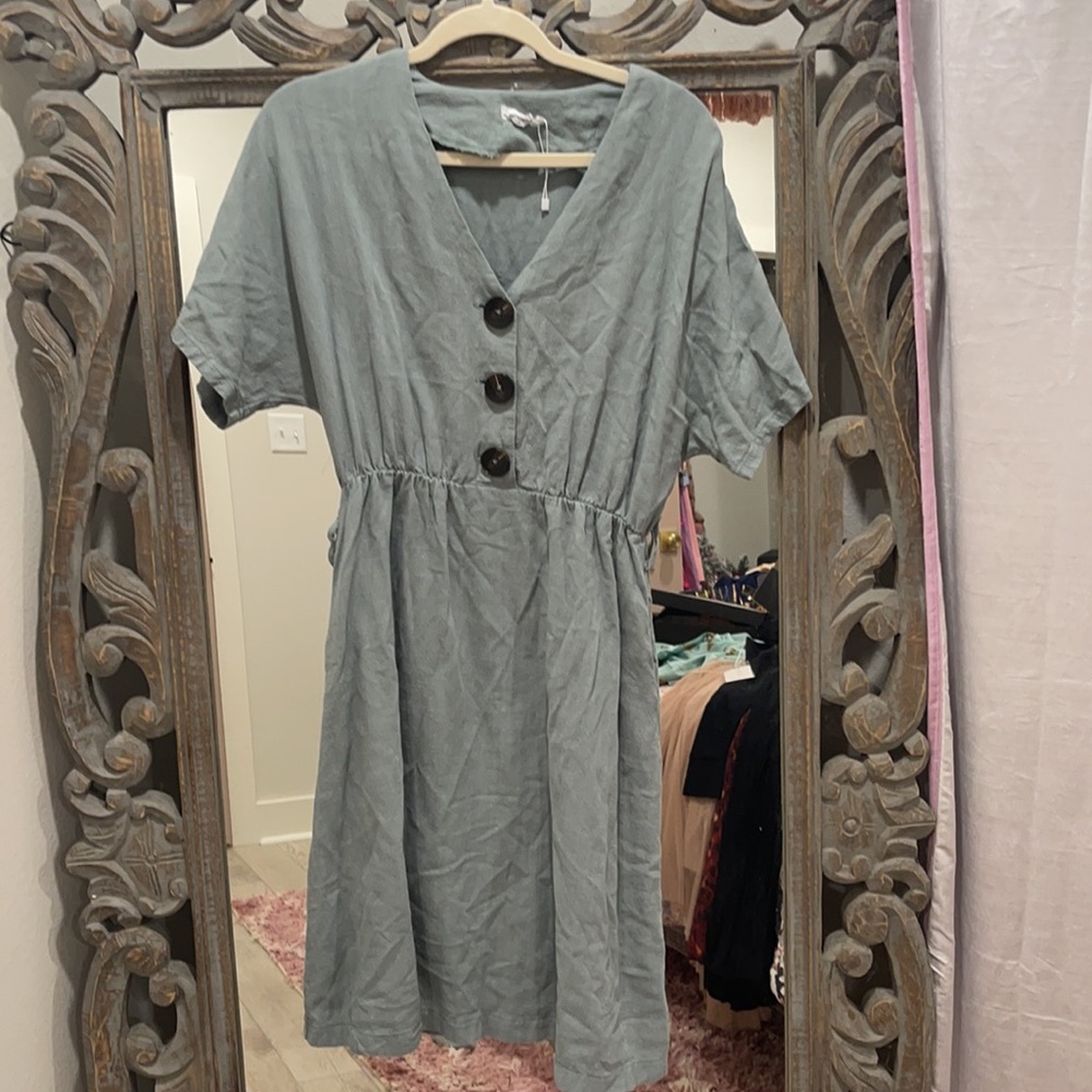 Sage green midi dress
